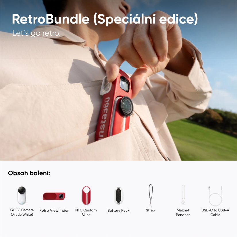Insta360 GO 3S Retro bundle 64 GB (červená) Speciální edice